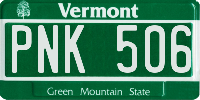 VT license plate PNK506