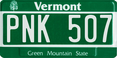 VT license plate PNK507