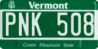 VT license plate PNK508