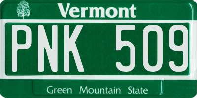 VT license plate PNK509