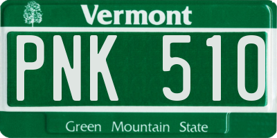VT license plate PNK510