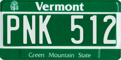VT license plate PNK512