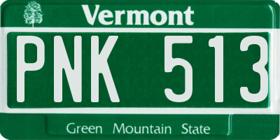 VT license plate PNK513