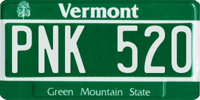 VT license plate PNK520