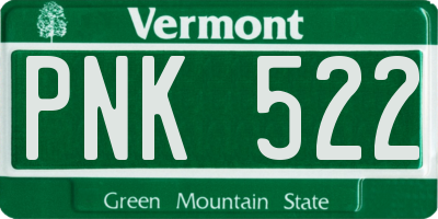 VT license plate PNK522