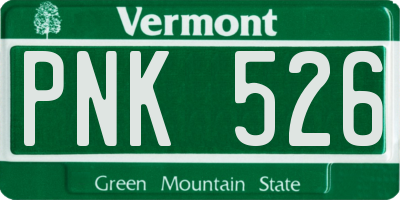 VT license plate PNK526