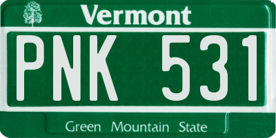 VT license plate PNK531