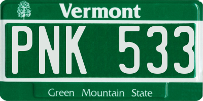 VT license plate PNK533