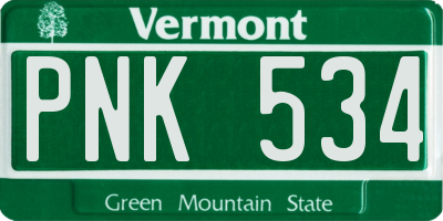 VT license plate PNK534