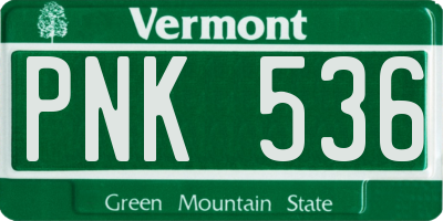VT license plate PNK536