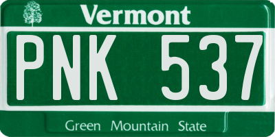 VT license plate PNK537
