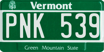 VT license plate PNK539
