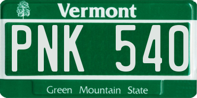 VT license plate PNK540