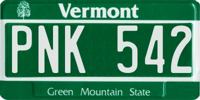 VT license plate PNK542