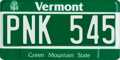 VT license plate PNK545