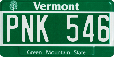 VT license plate PNK546