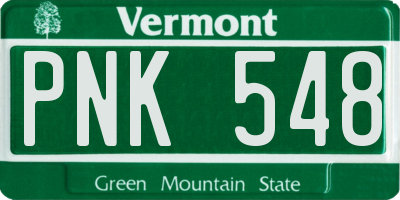 VT license plate PNK548