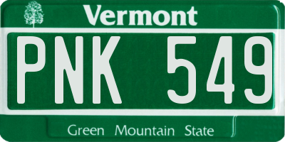 VT license plate PNK549
