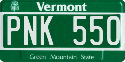 VT license plate PNK550