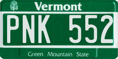 VT license plate PNK552