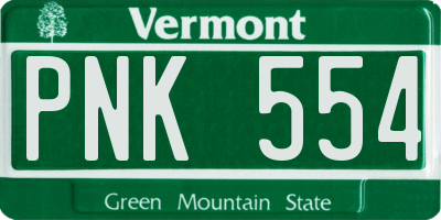 VT license plate PNK554