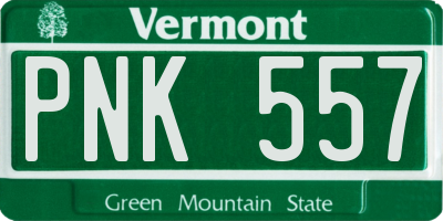 VT license plate PNK557