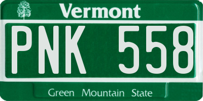 VT license plate PNK558