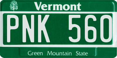 VT license plate PNK560