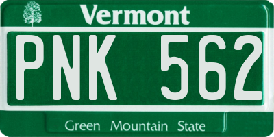VT license plate PNK562