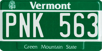 VT license plate PNK563
