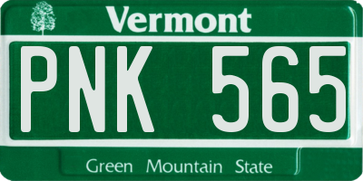 VT license plate PNK565
