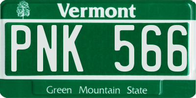 VT license plate PNK566
