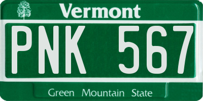 VT license plate PNK567