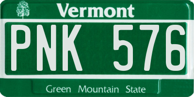 VT license plate PNK576