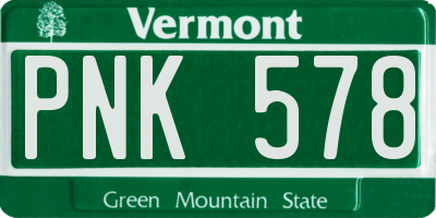 VT license plate PNK578