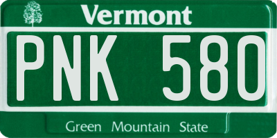 VT license plate PNK580