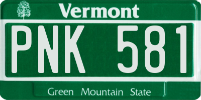 VT license plate PNK581
