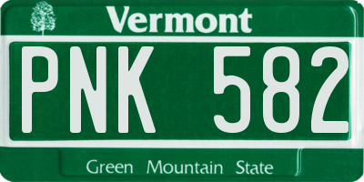 VT license plate PNK582