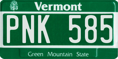 VT license plate PNK585