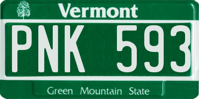 VT license plate PNK593