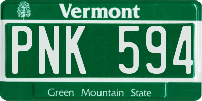 VT license plate PNK594