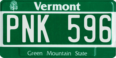 VT license plate PNK596