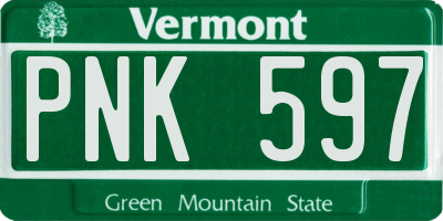 VT license plate PNK597