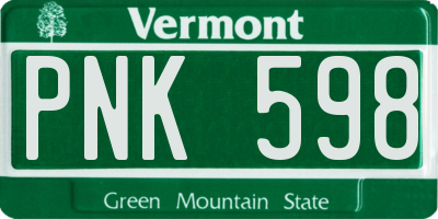 VT license plate PNK598