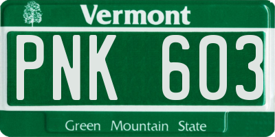 VT license plate PNK603
