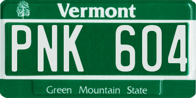 VT license plate PNK604