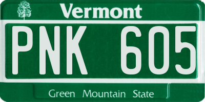 VT license plate PNK605