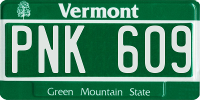 VT license plate PNK609