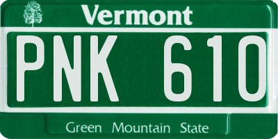 VT license plate PNK610