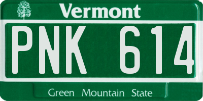 VT license plate PNK614